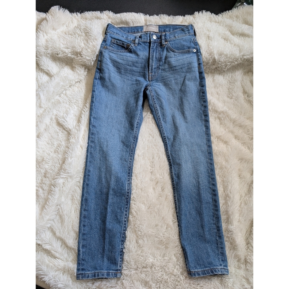 Everlane Mid Rise Stretchy Medium Wash Straight Ankle Denim Jeans Size 25